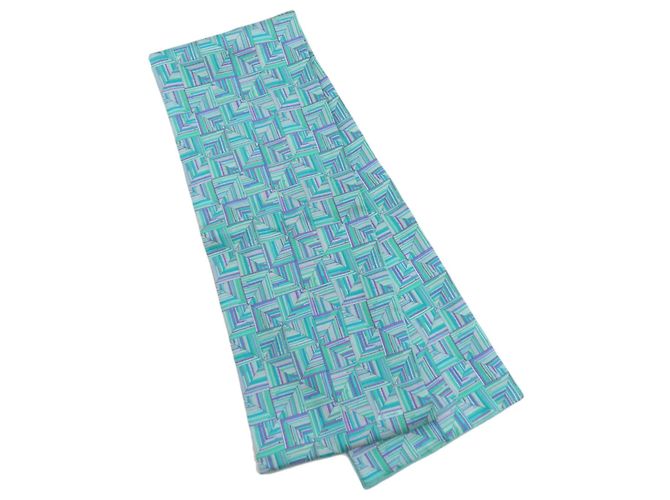 Écharpe en soie à motif géométrique Hermès Violet Turquoise - vue 2