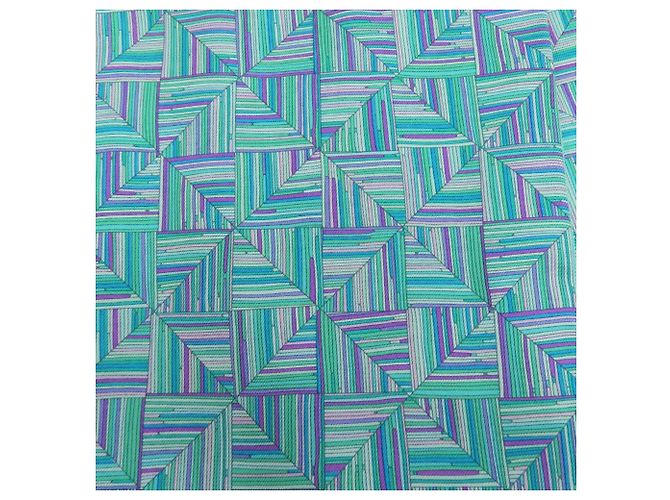 Écharpe en soie à motif géométrique Hermès Violet Turquoise - vue 3