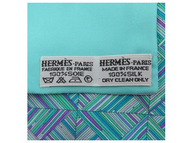 Écharpe en soie à motif géométrique Hermès Violet Turquoise - vue 5