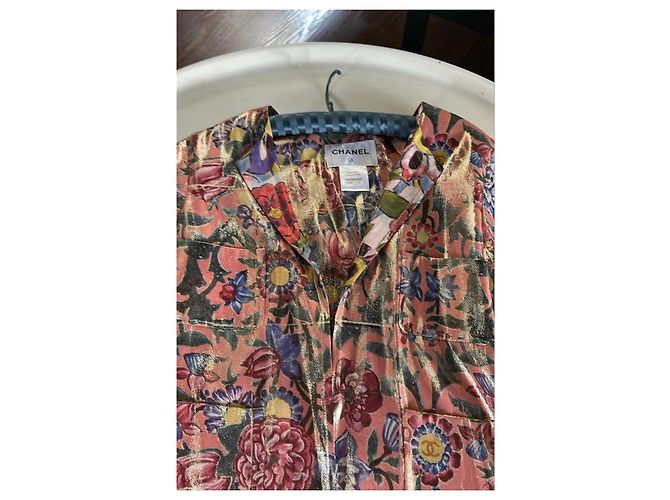 Giacca floreale dorata Chanel Rosa Multicolore D'oro - vista 15