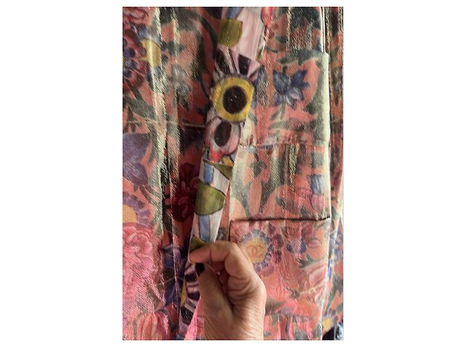 Giacca floreale dorata Chanel Rosa Multicolore D'oro - vista 4