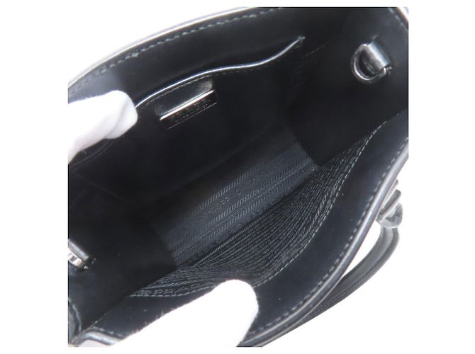 Prada 1BA333 Borsa a mano 2 in 1 con logo in rilievo Nero - vista 5