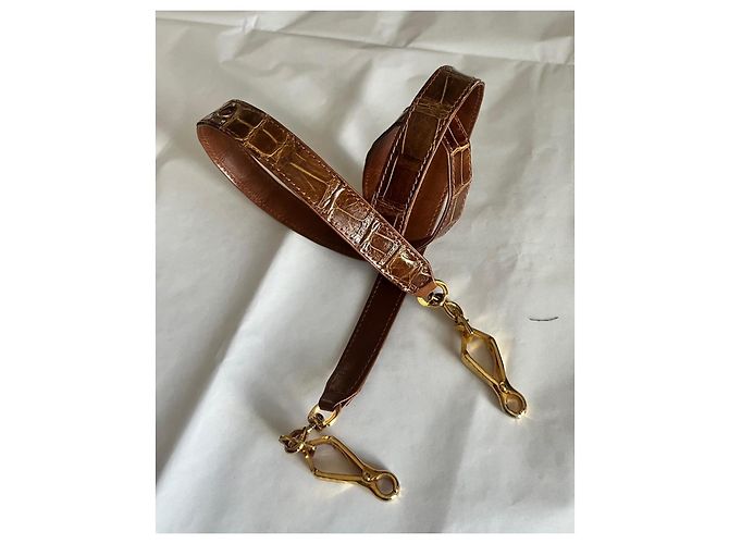 Borsa a mano Zagliani Bugatti in pelle di coccodrillo caramello - vista 6