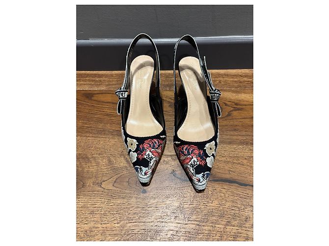 Bestickte Slingback-Absätze J'Adior von Christian Dior Schwarz Mehrfarben - Ansicht 12