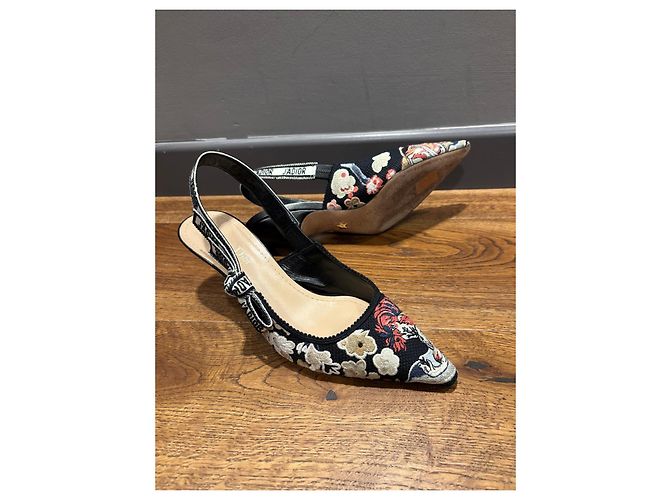 Bestickte Slingback-Absätze J'Adior von Christian Dior Schwarz Mehrfarben - Ansicht 14