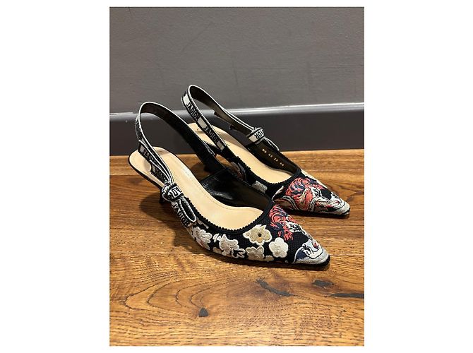 Bestickte Slingback-Absätze J'Adior von Christian Dior Schwarz Mehrfarben - Ansicht 2