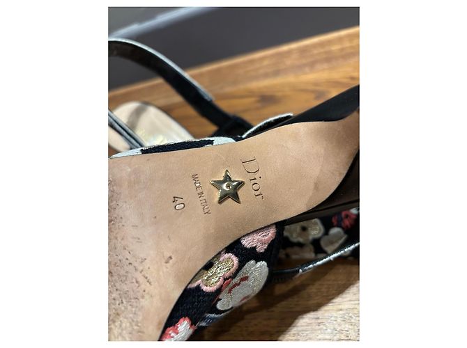 Bestickte Slingback-Absätze J'Adior von Christian Dior Schwarz Mehrfarben - Ansicht 3