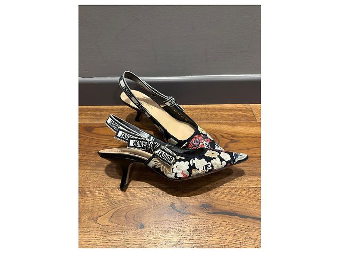 Bestickte Slingback-Absätze J'Adior von Christian Dior Schwarz Mehrfarben - Ansicht 5