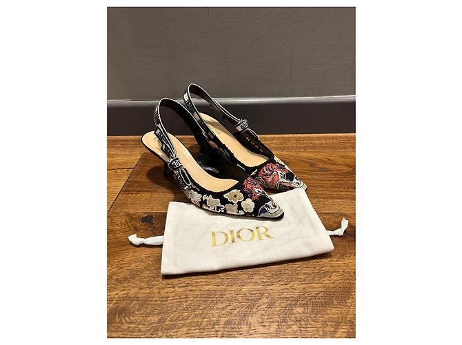 Bestickte Slingback-Absätze J'Adior von Christian Dior Schwarz Mehrfarben - Ansicht 7