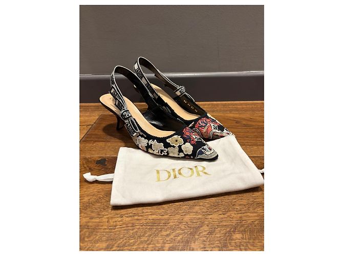 Bestickte Slingback-Absätze J'Adior von Christian Dior Schwarz Mehrfarben - Ansicht 8