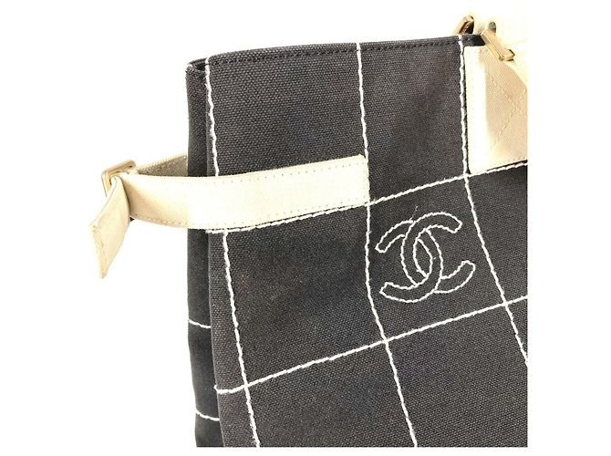Chanel Bicolor CC Coco Mark Logo Tote Bag Schwarz Weiß - Ansicht 10