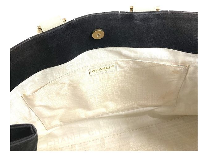 Chanel Bicolor CC Coco Mark Logo Tote Bag Schwarz Weiß - Ansicht 13