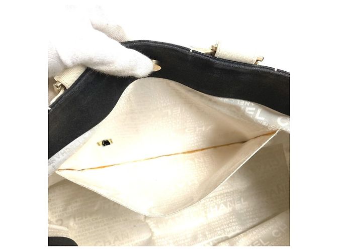 Chanel Bicolor CC Coco Mark Logo Tote Bag Schwarz Weiß - Ansicht 14