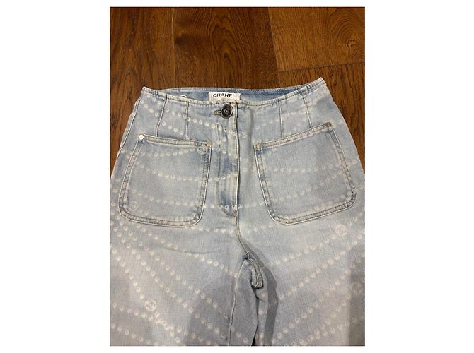 Jeans Lavados Impresos Chanel Azul - vista 2