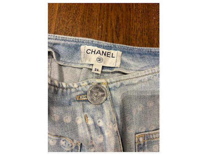 Jeans Lavados Impresos Chanel Azul - vista 3