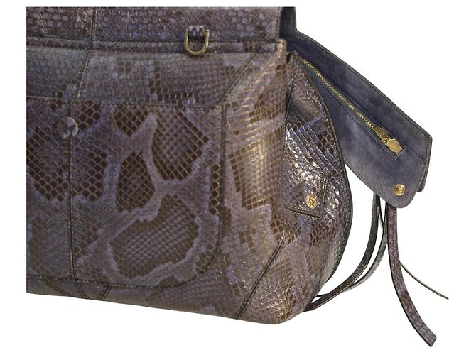Bolso bandolera grande de piel de serpiente azul y negro TOD'S Wave con asa superior. - vista 13