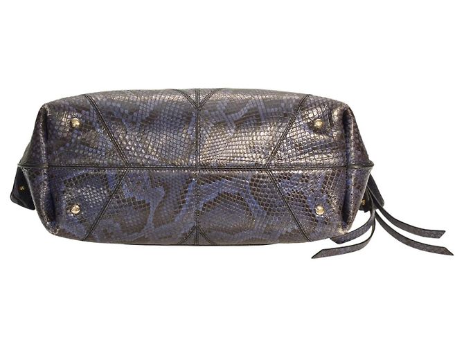 Bolso bandolera grande de piel de serpiente azul y negro TOD'S Wave con asa superior. - vista 6