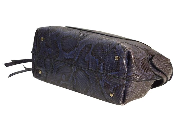 Bolso bandolera grande de piel de serpiente azul y negro TOD'S Wave con asa superior. - vista 8