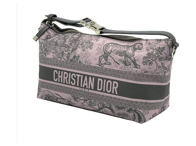 Borsa Pouch Toile de Jouy Christian Dior Rosa Grigio - vista 3