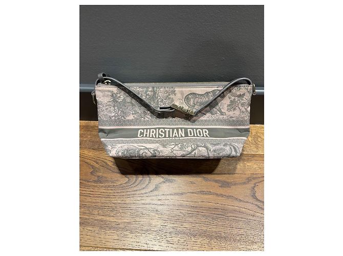 Borsa Pouch Toile de Jouy Christian Dior Rosa Grigio - vista 7