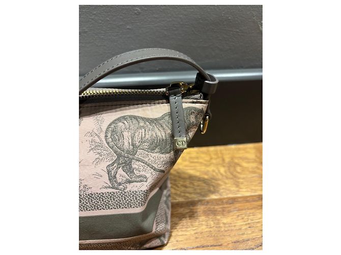 Borsa Pouch Toile de Jouy Christian Dior Rosa Grigio - vista 8