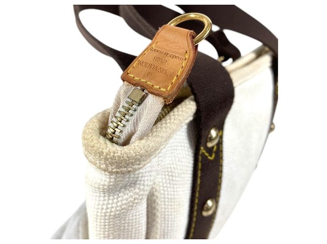 Borsa Tote Louis Vuitton Antigua Cabas PM Marrone Bianco - vista 11