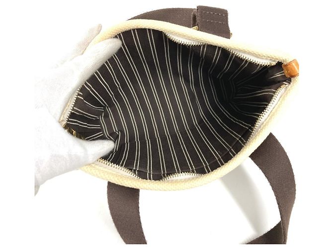 Borsa Tote Louis Vuitton Antigua Cabas PM Marrone Bianco - vista 12