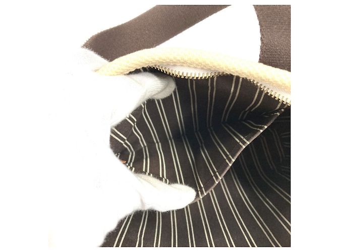 Borsa Tote Louis Vuitton Antigua Cabas PM Marrone Bianco - vista 13