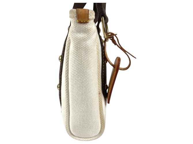 Borsa Tote Louis Vuitton Antigua Cabas PM Marrone Bianco - vista 3