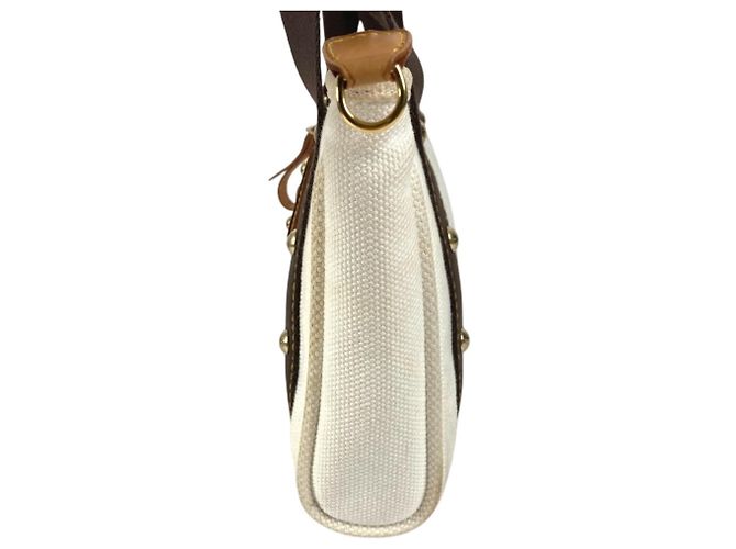 Borsa Tote Louis Vuitton Antigua Cabas PM Marrone Bianco - vista 4
