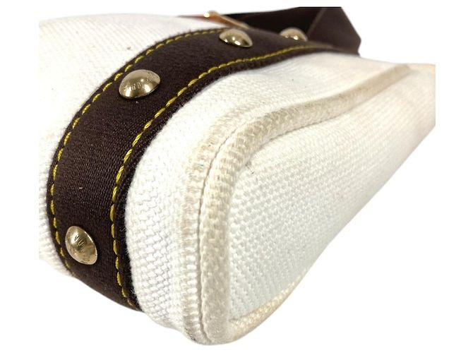 Borsa Tote Louis Vuitton Antigua Cabas PM Marrone Bianco - vista 6