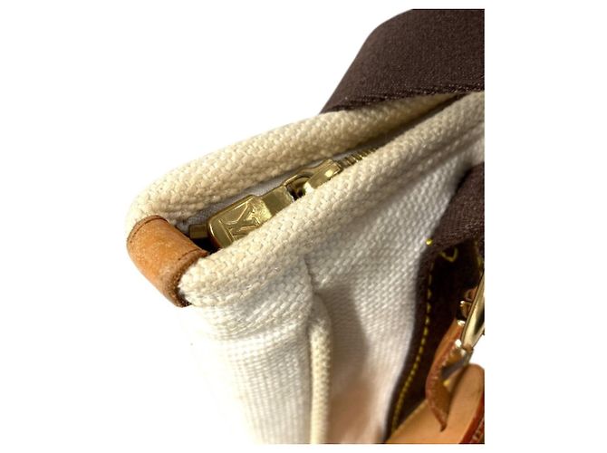 Borsa Tote Louis Vuitton Antigua Cabas PM Marrone Bianco - vista 9