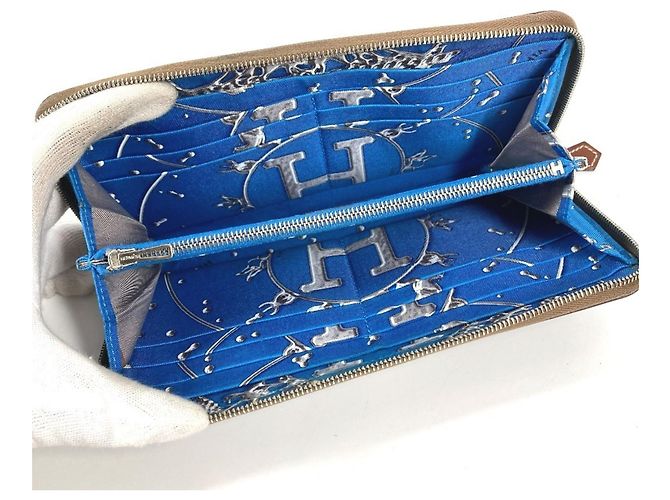 Cartera de seda Azap Long de Hermès Castaño - vista 12