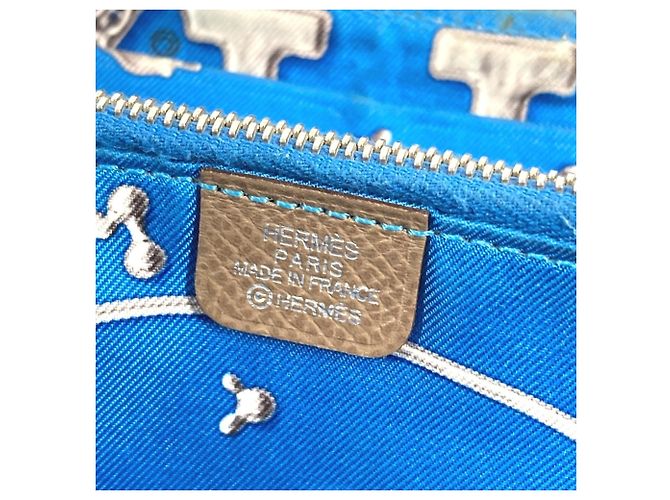 Cartera de seda Azap Long de Hermès Castaño - vista 17