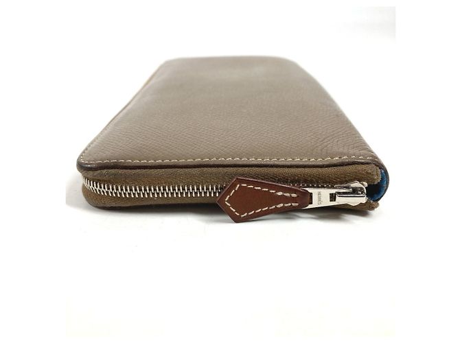 Cartera de seda Azap Long de Hermès Castaño - vista 3