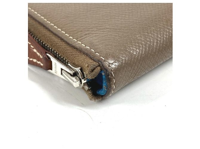 Cartera de seda Azap Long de Hermès Castaño - vista 7