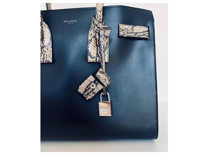 Saint Laurent sac de jour in black leather and rock python Nero - vista 14