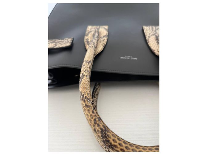 Saint Laurent sac de jour in black leather and rock python Nero - vista 18