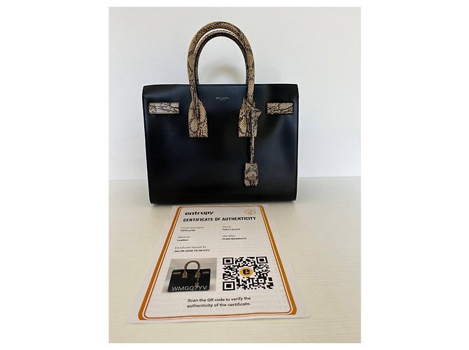 Saint Laurent sac de jour in black leather and rock python Nero - vista 3