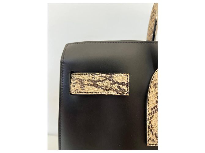 Saint Laurent sac de jour in black leather and rock python Nero - vista 7