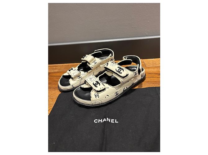 Sandali Dad Chanel 37 Nero Bianco - vista 5