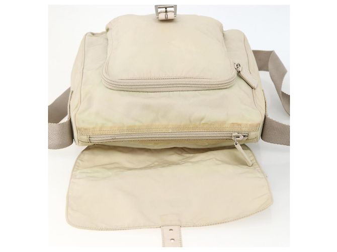 PRADA Schultertasche Nylon Beige Silber Authentisch bs33739 - Ansicht 10