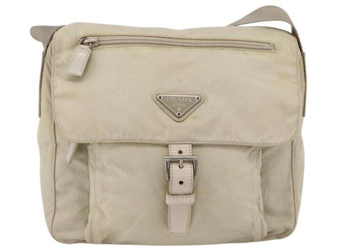 PRADA Schultertasche Nylon Beige Silber Authentisch bs33739 - Ansicht 13