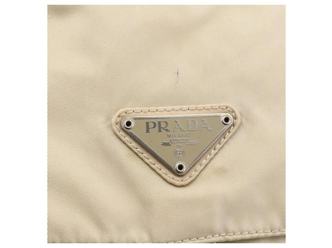 PRADA Schultertasche Nylon Beige Silber Authentisch bs33739 - Ansicht 18