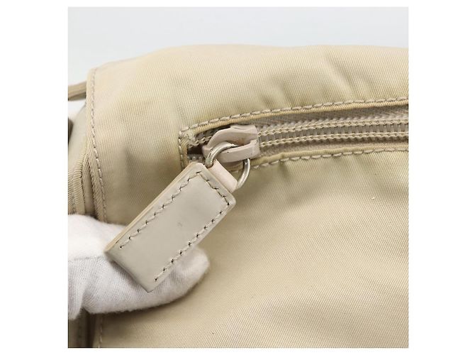PRADA Schultertasche Nylon Beige Silber Authentisch bs33739 - Ansicht 19