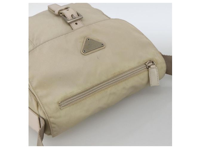PRADA Schultertasche Nylon Beige Silber Authentisch bs33739 - Ansicht 6