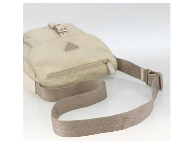 PRADA Schultertasche Nylon Beige Silber Authentisch bs33739 - Ansicht 7