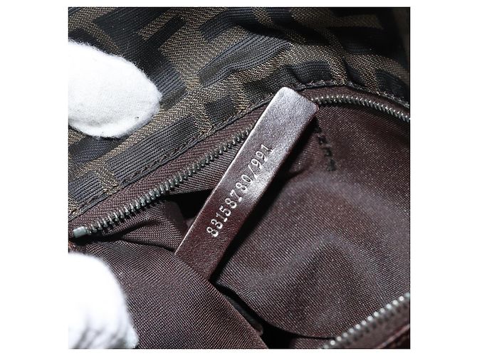 Borsa a mano in tela Zucca FENDI nera e marrone Auth ep13621 Nero - vista 12