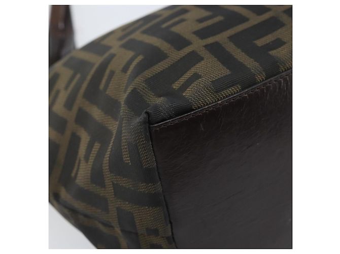 Borsa a mano in tela Zucca FENDI nera e marrone Auth ep13621 Nero - vista 14