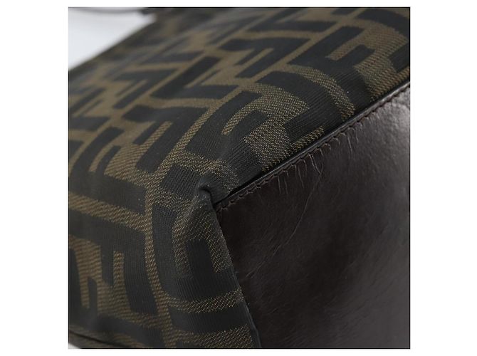 Borsa a mano in tela Zucca FENDI nera e marrone Auth ep13621 Nero - vista 16